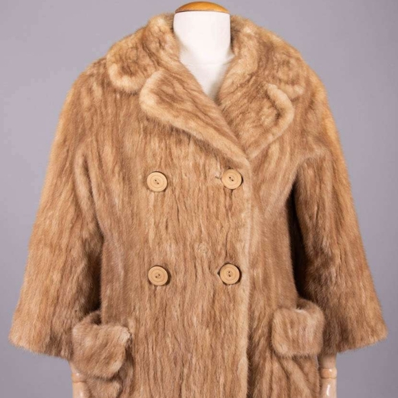 Vintage Designer Hattie Carnegie Mink Coat, 1960s Fur Mod Jacket - Picture 1 of 7